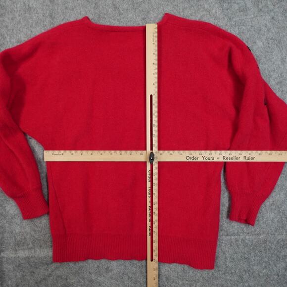 Vintage Andriano Fatigati Sweater Womens Large Lambswool Angora Embroidered Red - Picture 6 of 9